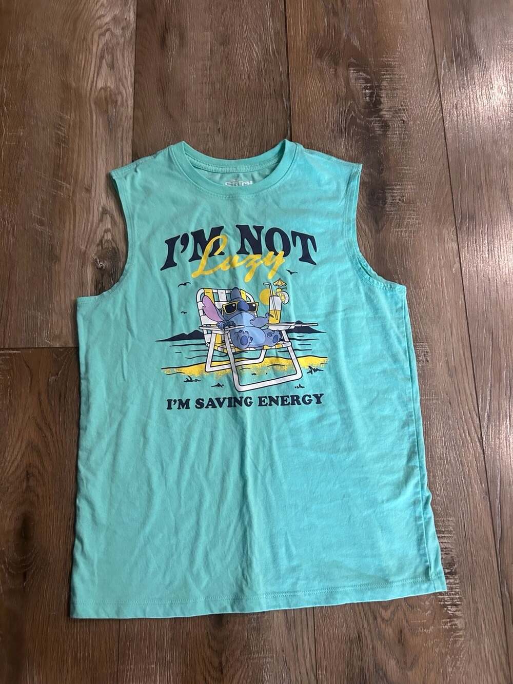 Disney Stitch Muscle Tank Top Turquoise Graphic